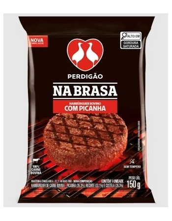 Hamburguer Bovino Picanha Na Brasa Perdigão 150g 3,6Kg