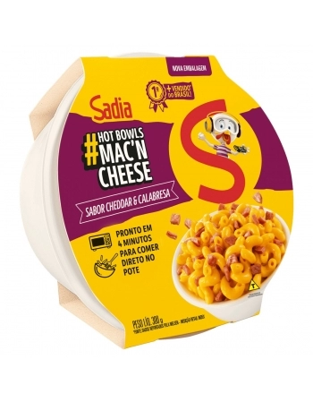 Mac\`N Cheese Cheddar Calabresa Sadia Hot Bowls 300g