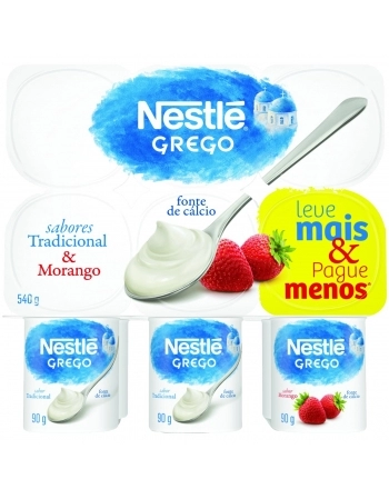 Iogurte Grego Trad + Morango Nestlé Bandeja 540g